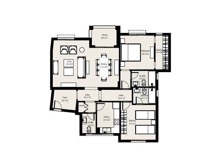 Floor plan for apartment at DISTRICT 5