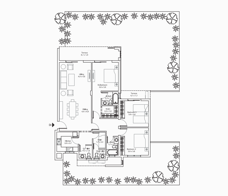 Floor plan for apartment at Plateau District 5