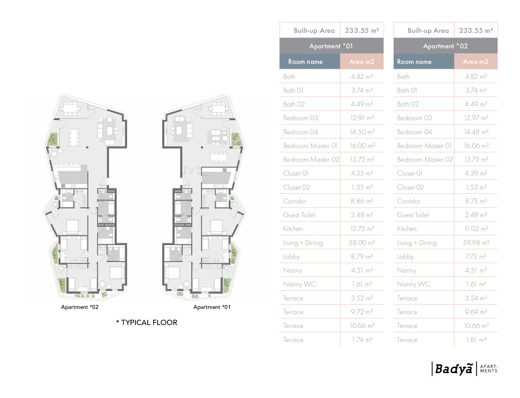 Floor plan for apartment at Badya