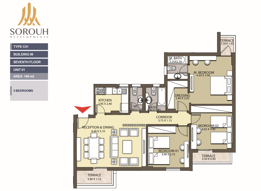Floor plan for apartment at Entrada