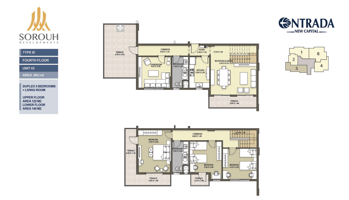 Floor plan for duplex at Entrada