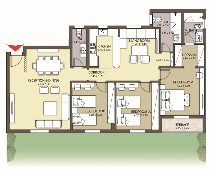 Floor plan for apartment at Entrada