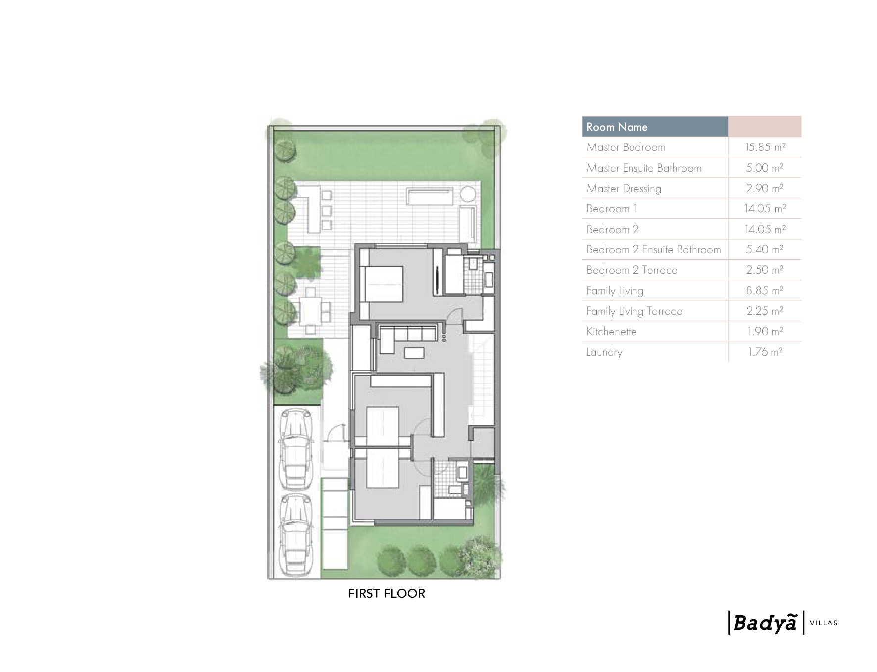 Floor plan for villa at Badya
