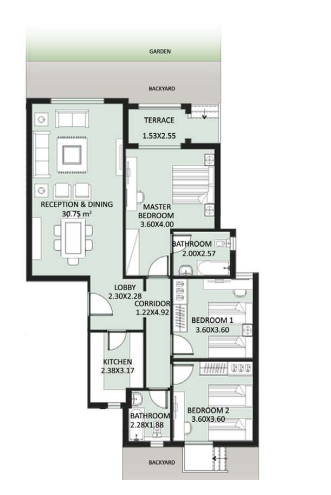 Floor plan for apartment at Bleu Vert