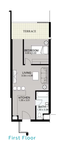 Floor plan for studio at Smeralda Bay Sidi Heneish -Sbay