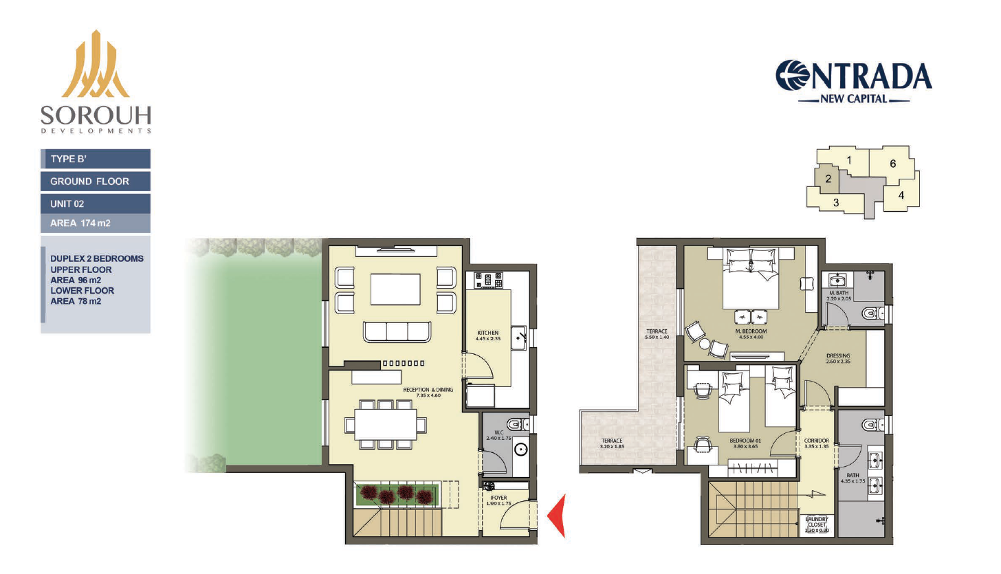 Floor plan for duplex at Entrada