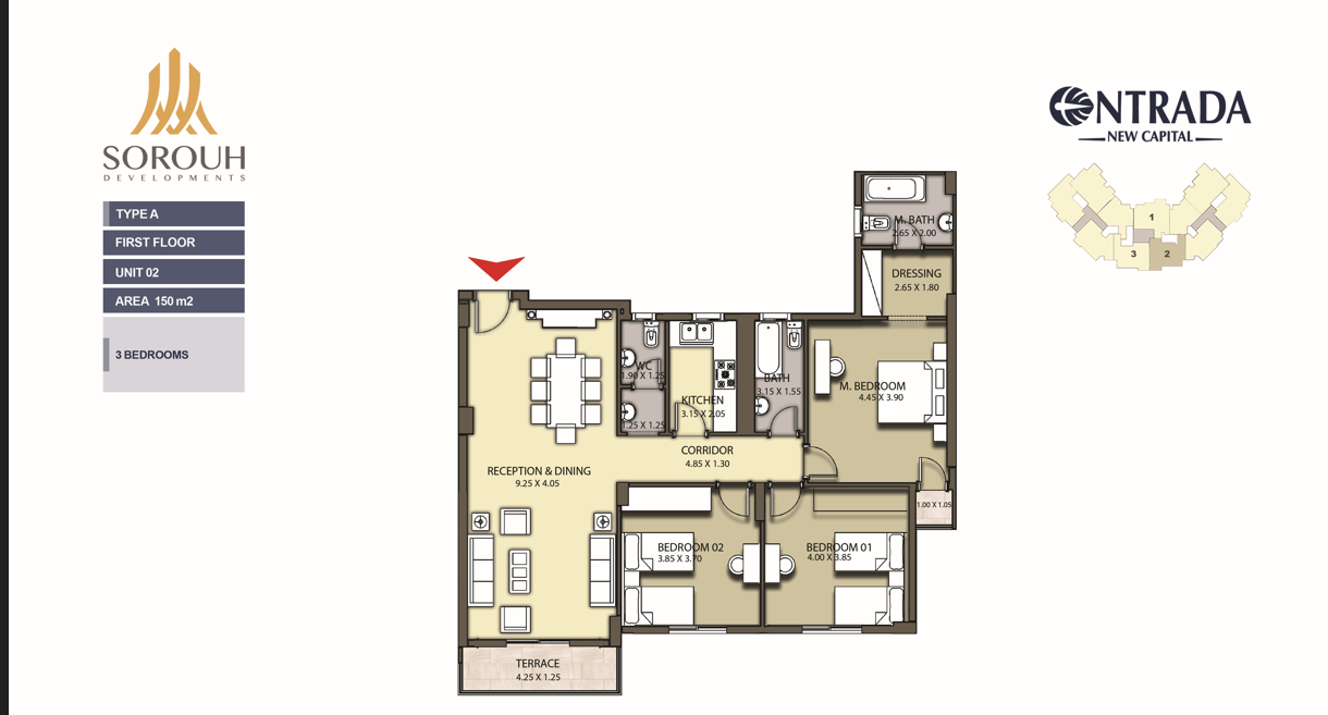 Floor plan for apartment at Entrada