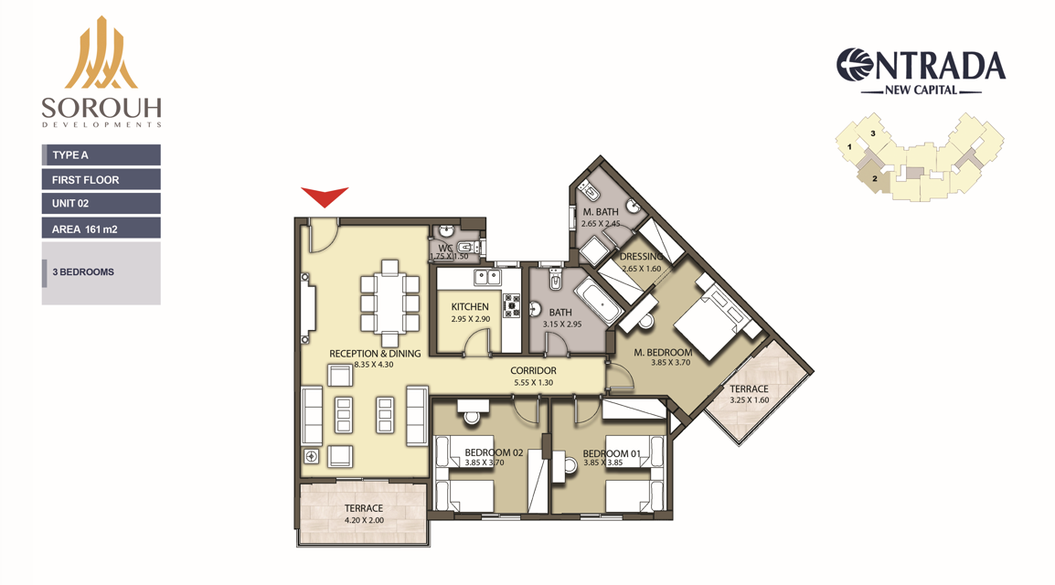 Floor plan for apartment at Entrada