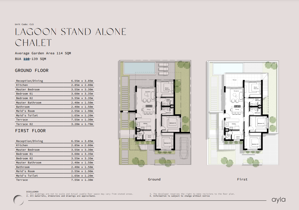 Floor plan for chalet at Ayla Jefaira