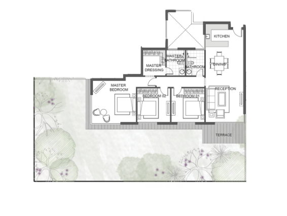 Floor plan for chalet at Jefaira