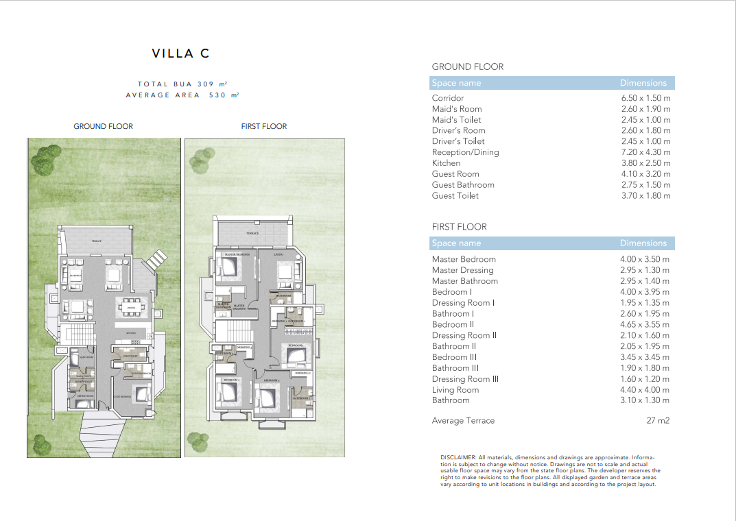 Floor plan for villa at Jefaira
