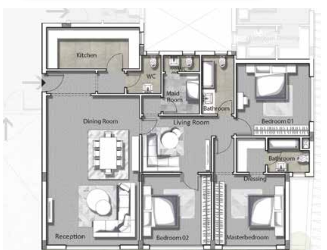 Floor plan for chalet at Joulz
