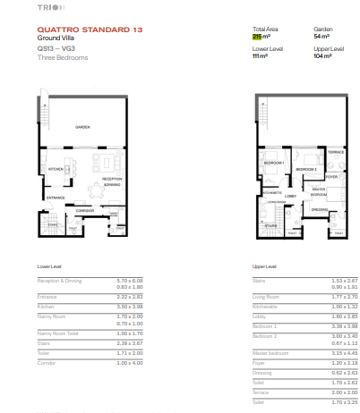 Floor plan for duplex at Trio
