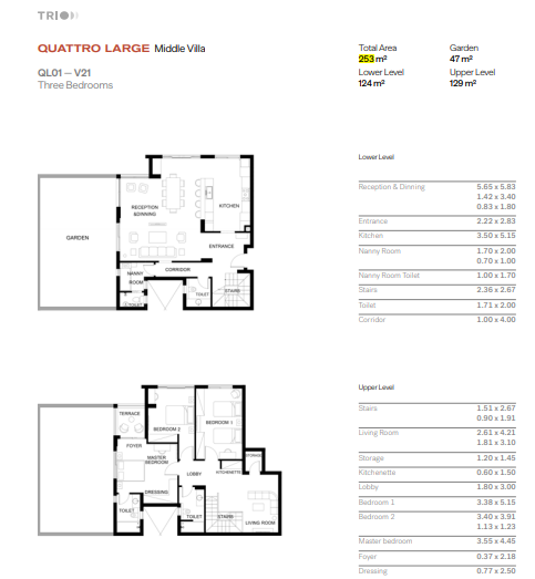 Floor plan for duplex at Trio