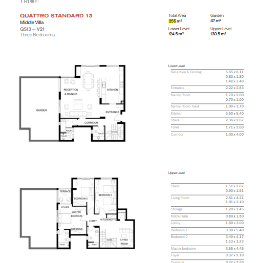 Floor plan for duplex at Trio