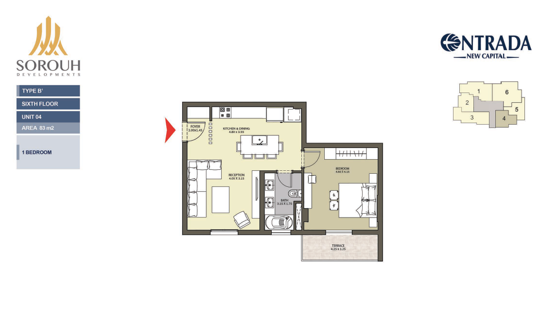 Floor plan for apartment at Entrada