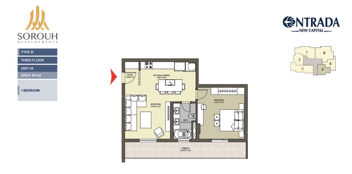 Floor plan for apartment at Entrada