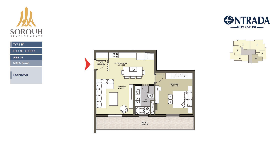 Floor plan for apartment at Entrada