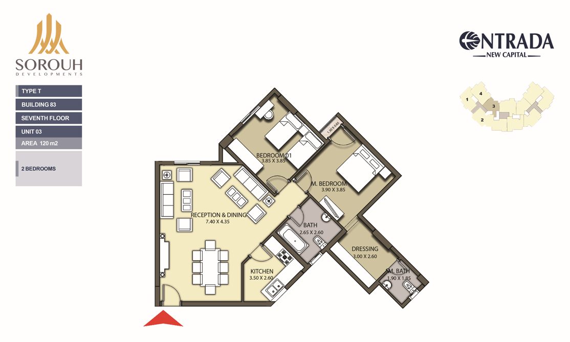 Floor plan for apartment at Entrada