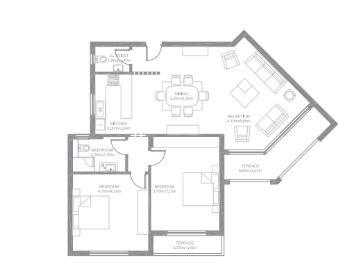 Floor plan for apartment at Garden Lakes