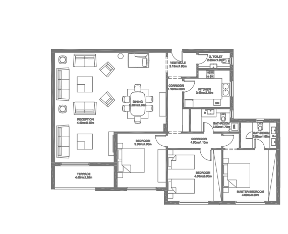 Floor plan for apartment at Garden Lakes
