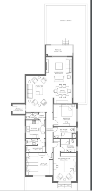 Floor plan for apartment at Garden Lakes