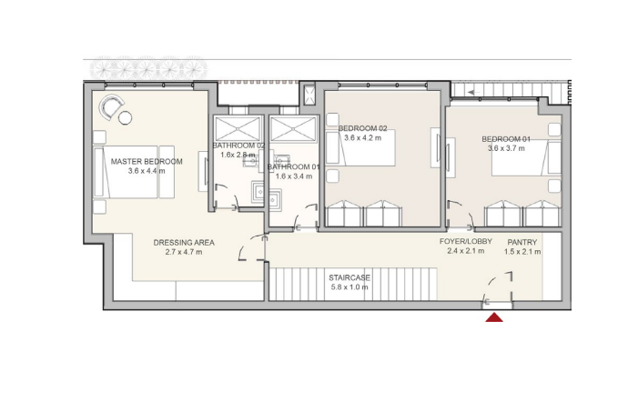 Floor plan for duplex at Hyde Park