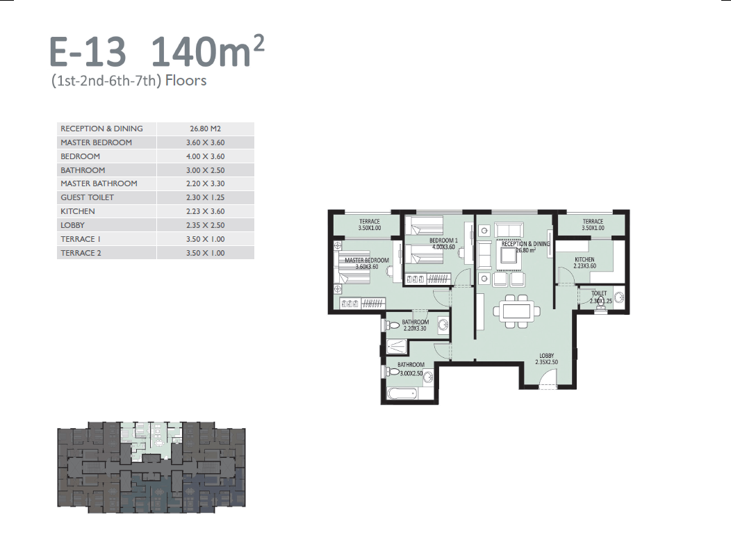 Floor plan for apartment at Bleu Vert