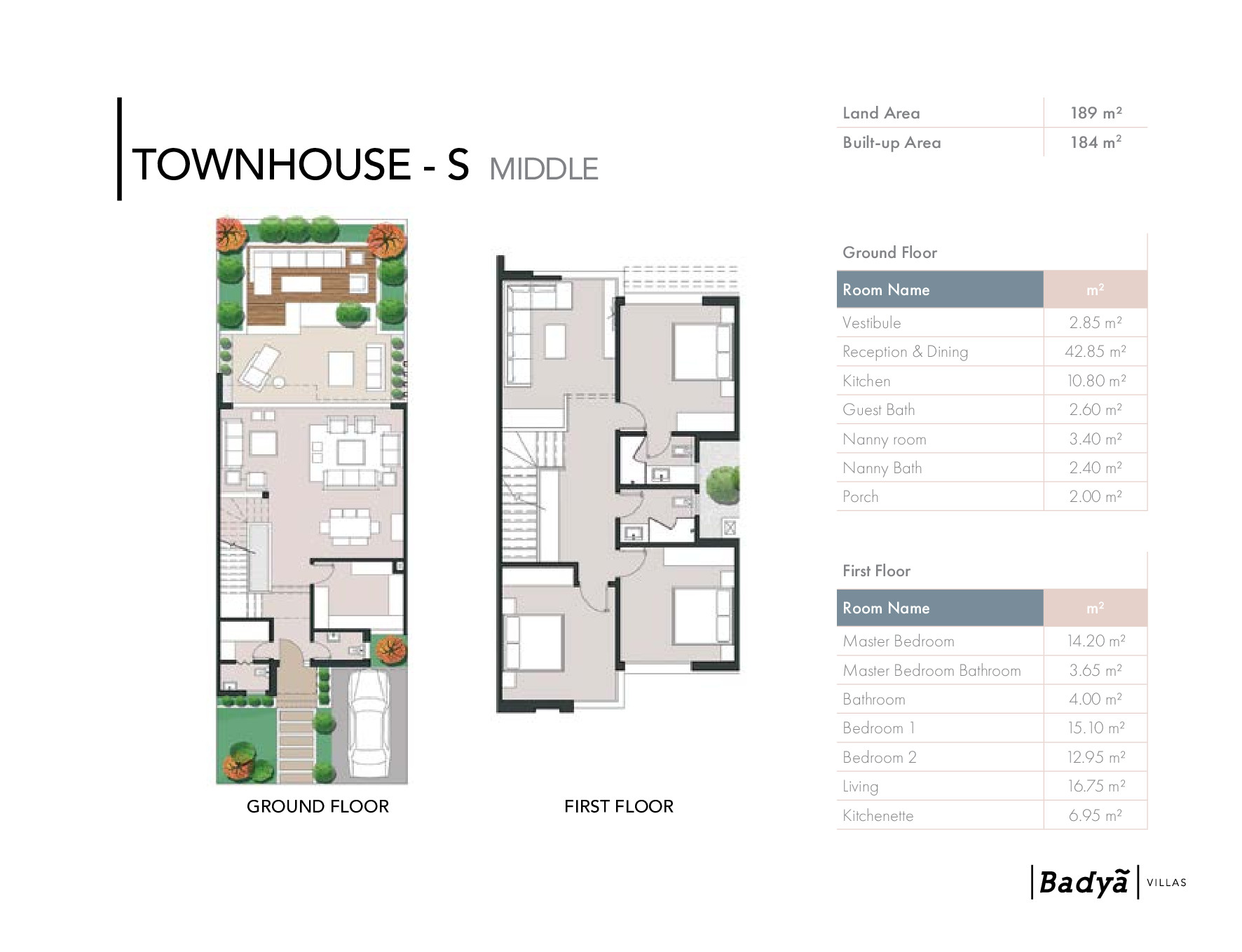 Floor plan for townhouse at Badya