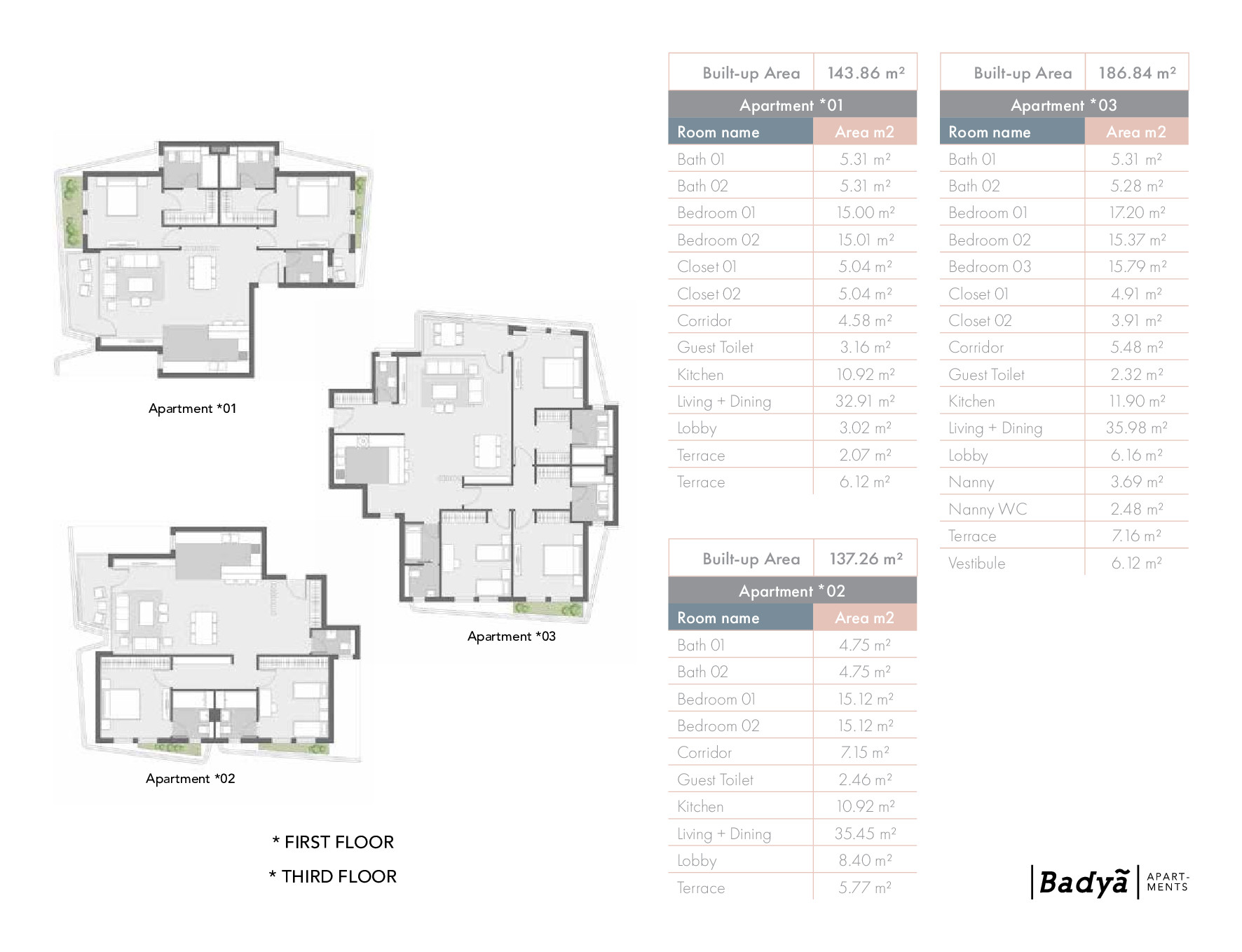Floor plan for apartment at Badya