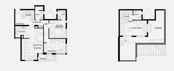 Floor plan for duplex at Trio
