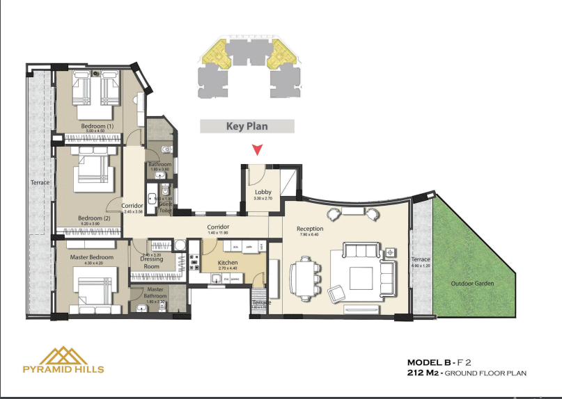 Floor plan for apartment at Pyramid Hills