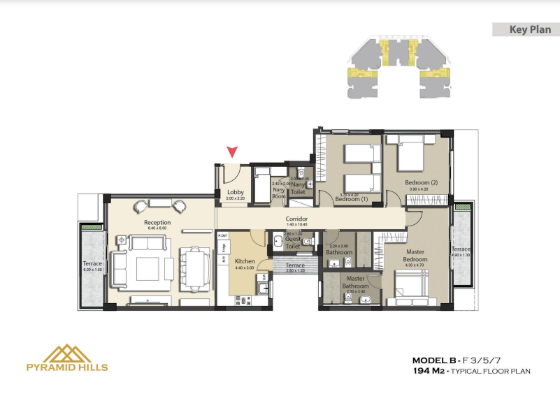 Floor plan for apartment at Pyramid Hills