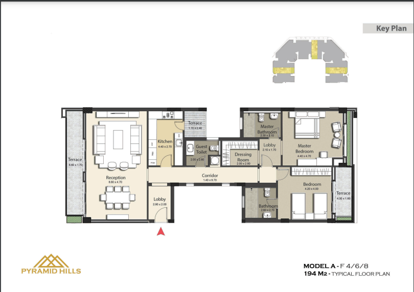 Floor plan for apartment at Pyramid Hills