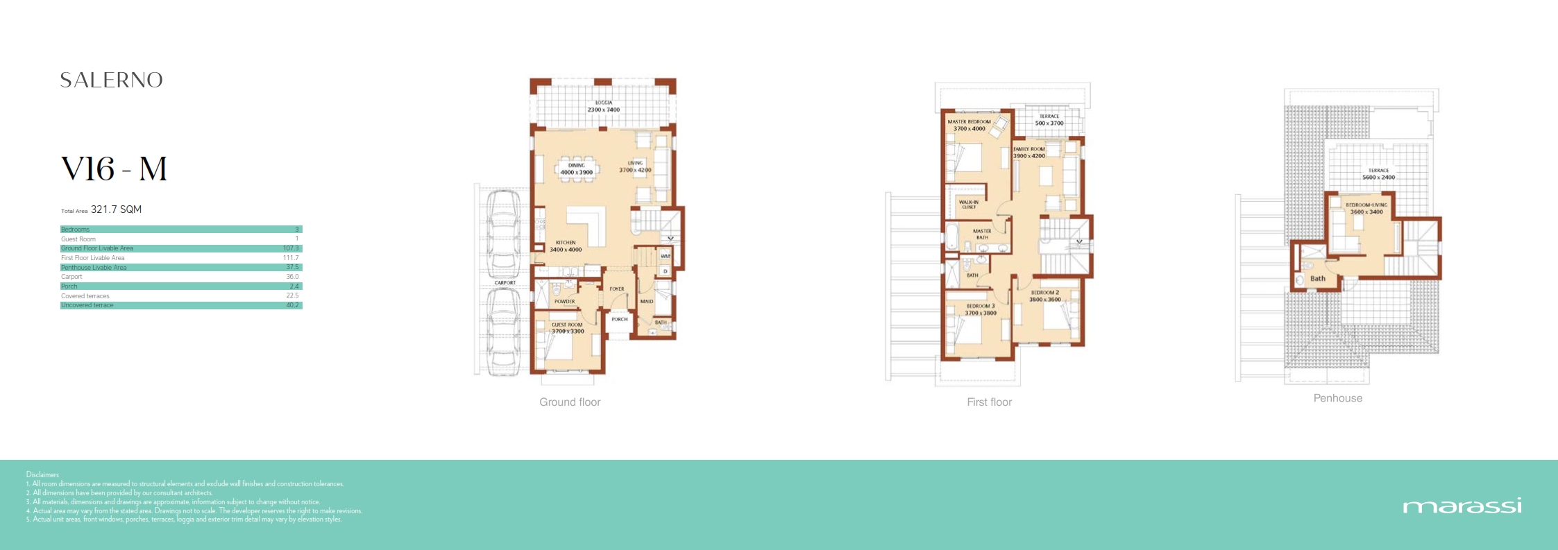 Floor plan for villa at Marassi
