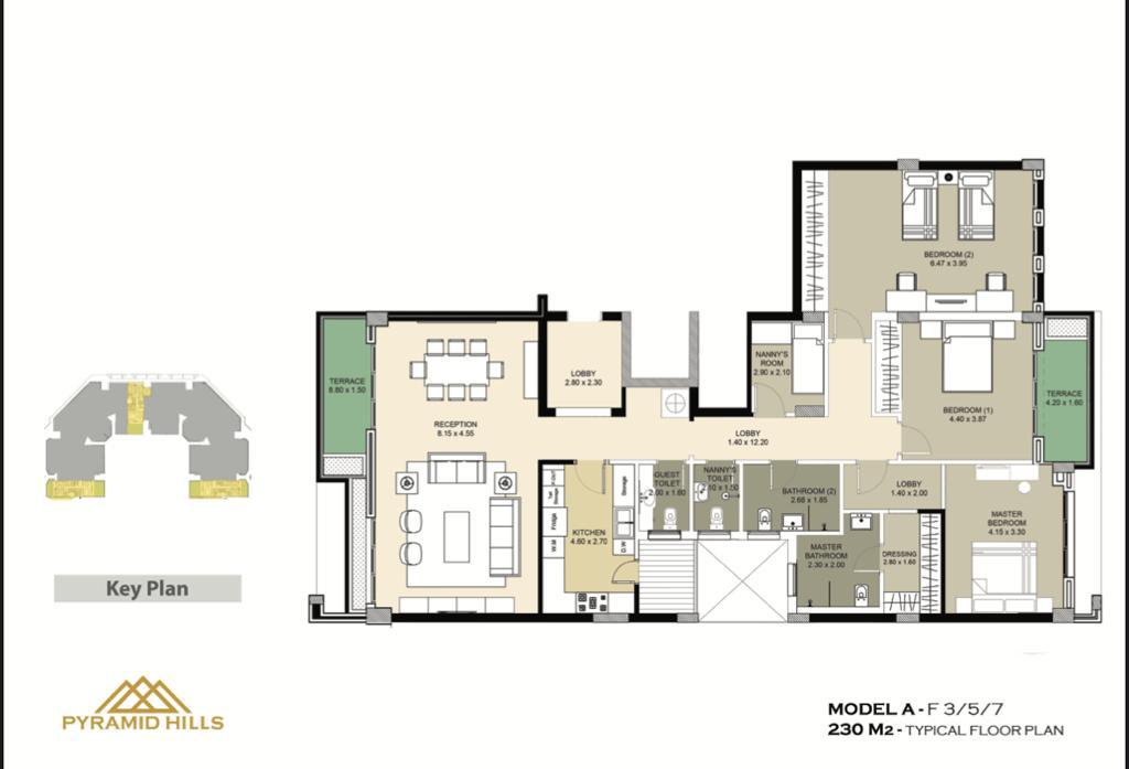 Floor plan for apartment at Pyramid Hills