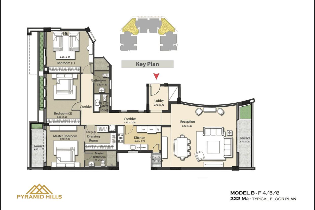 Floor plan for apartment at Pyramid Hills