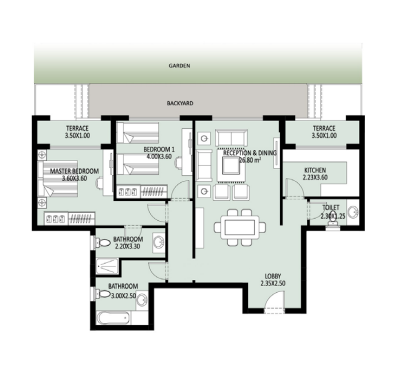 Floor plan for apartment at Bleu Vert