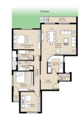 Floor plan for apartment at Bleu Vert