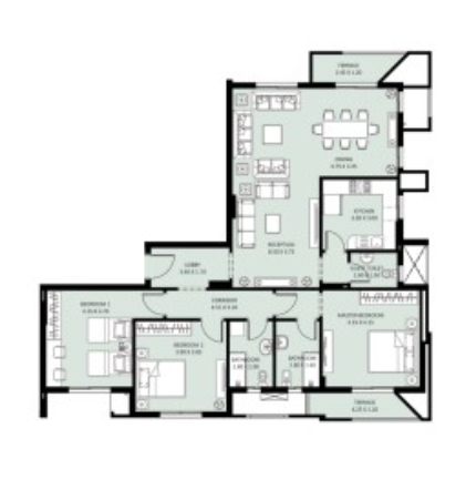 Floor plan for apartment at Bleu Vert
