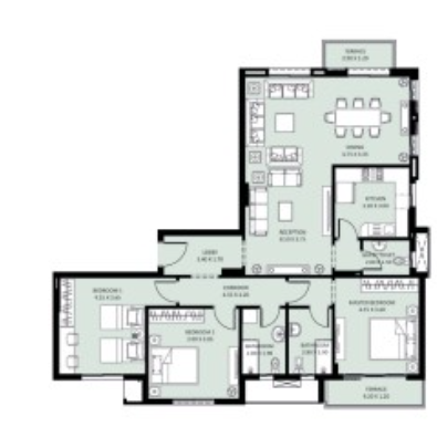 Floor plan for apartment at Bleu Vert