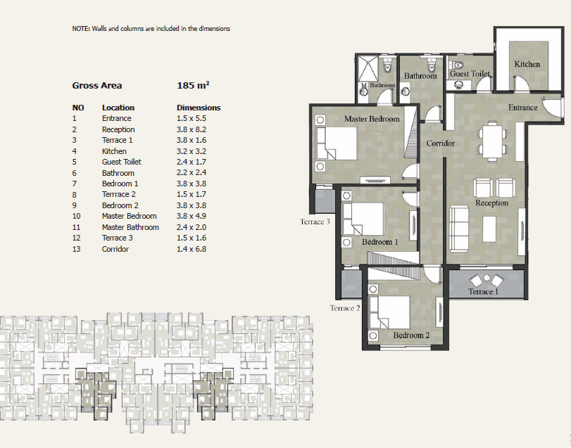 Floor plan for apartment at Castle Landmark