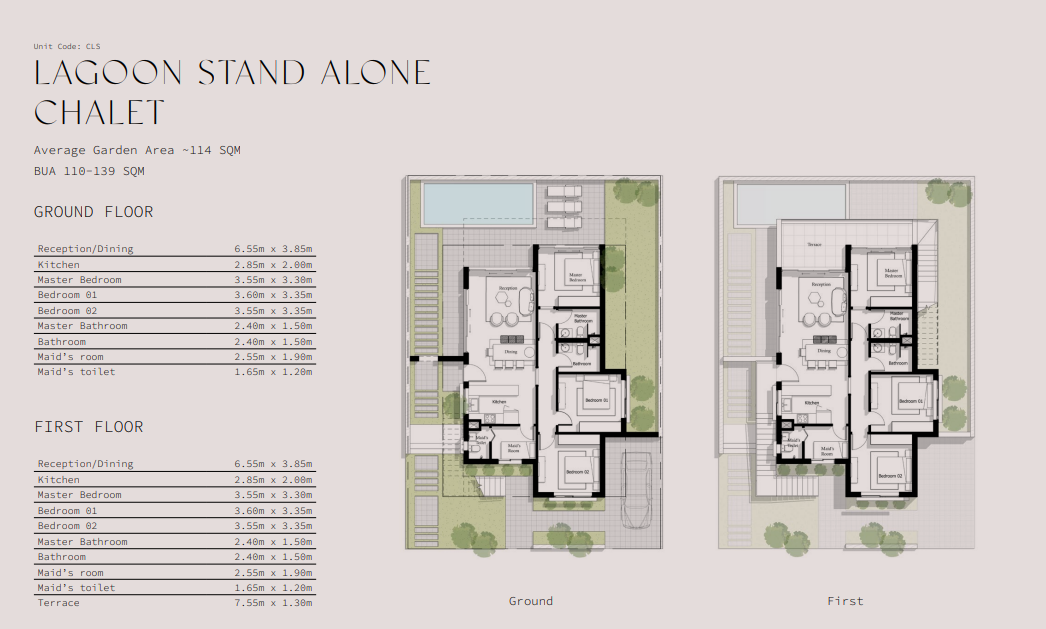 Floor plan for chalet at Ayla Jefaira