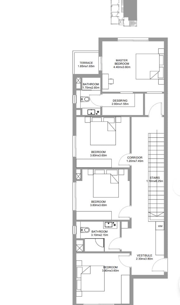 Floor plan for duplex at Hyde Park