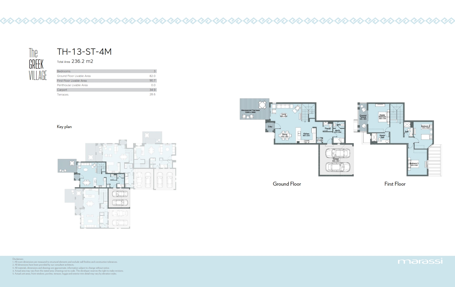 Floor plan for townhouse at The Greek Village Marassi