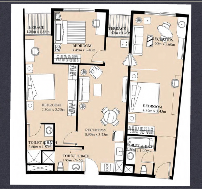 Floor plan for apartment at Fifth Square Al Marasem