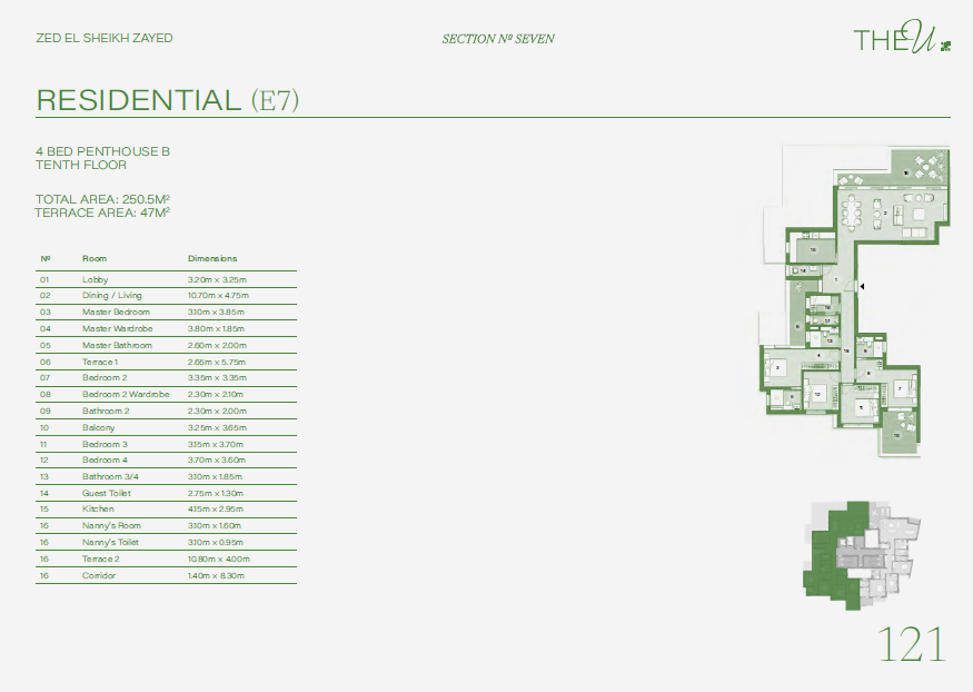 Floor plan for penthouse at ZED