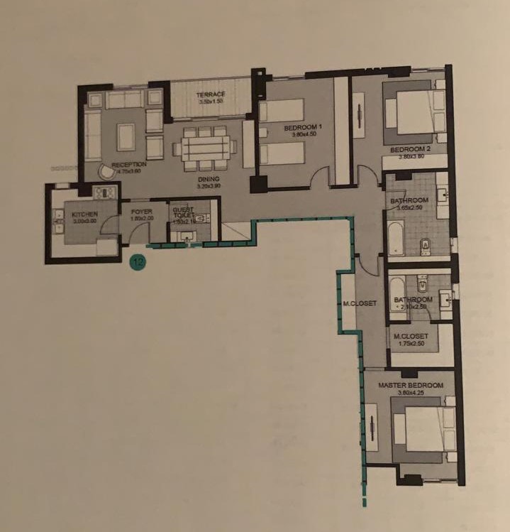 Floor plan for apartment at Sky Condos