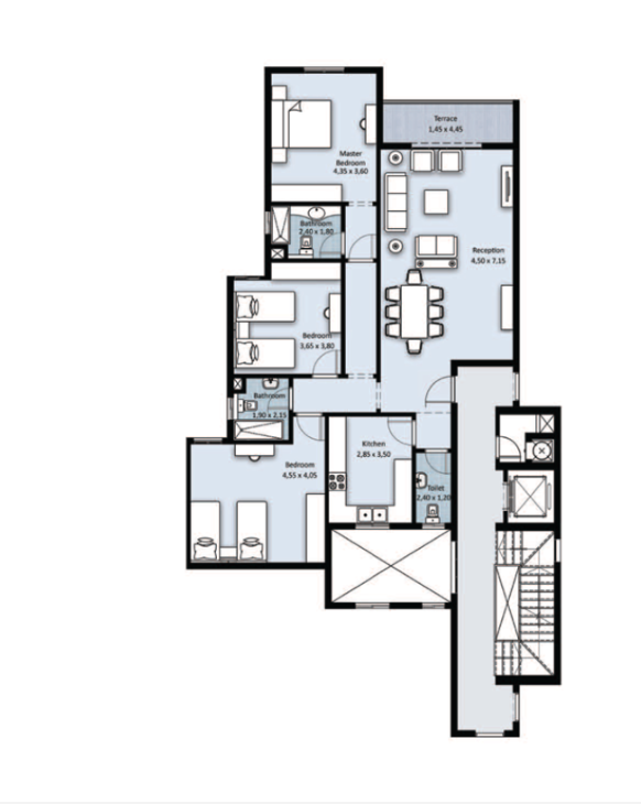 Floor plan for apartment at Fifth Square Al Marasem