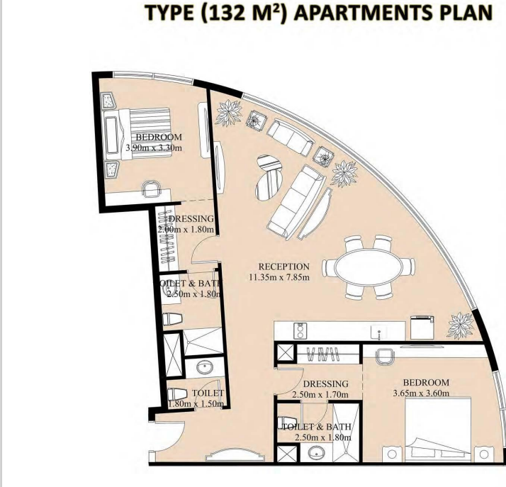 Floor plan for apartment at Fifth Square Al Marasem